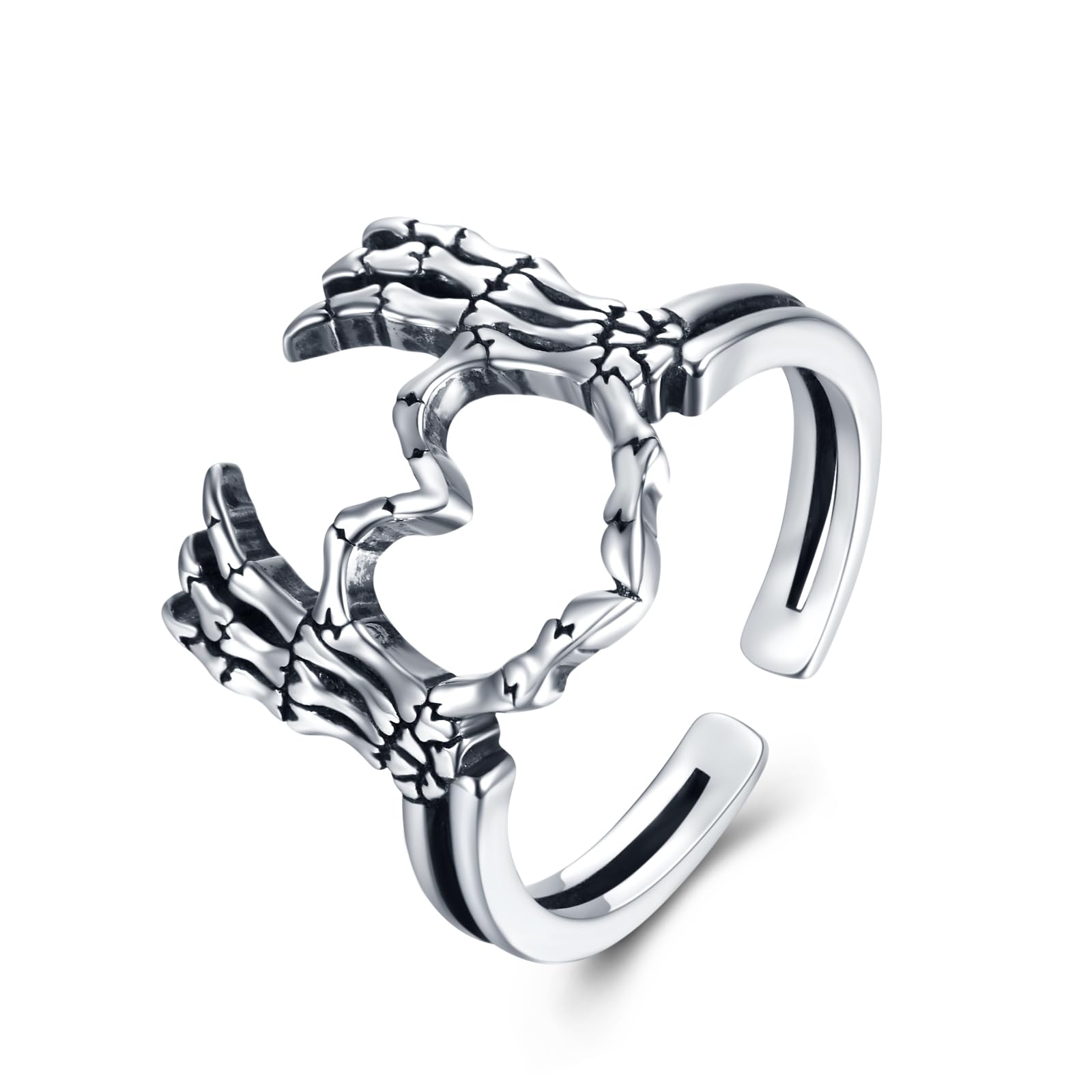 Bague geste amour punk le cadeau idéal en argent 925 ajustable