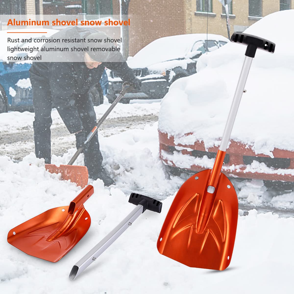 Pala de Nieve Ligera para Exteriores, raspador de Hielo de Aluminio, removedor de Nieve de Invierno, Herramienta de Pala telescópica de Supervivencia para Acampar al Aire Libre para Coches