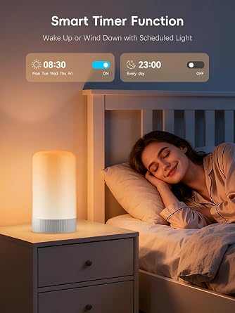 OIYN RGBICWW Smart Table Lamp, Touch Bedside Lamp with App Control, 33 Scene Modes & 16M Colors, Music Sync Dimmable LED Color Changing Nightstand Lamp for Bedroom, Living Room, Gaming
