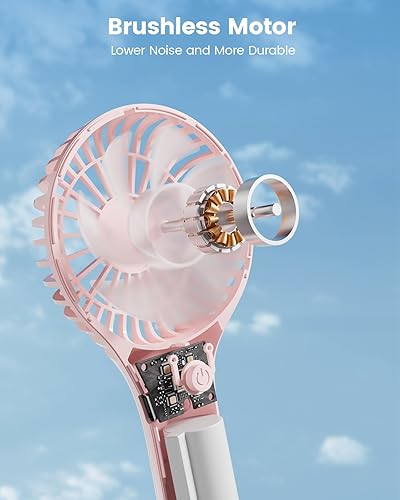 Miniatura 4 de Mini ventilador portátil  Potente ventilador personal de mano con 3 velocidades, lindo y pequeño, recargable por USB para viajes, pestañas,