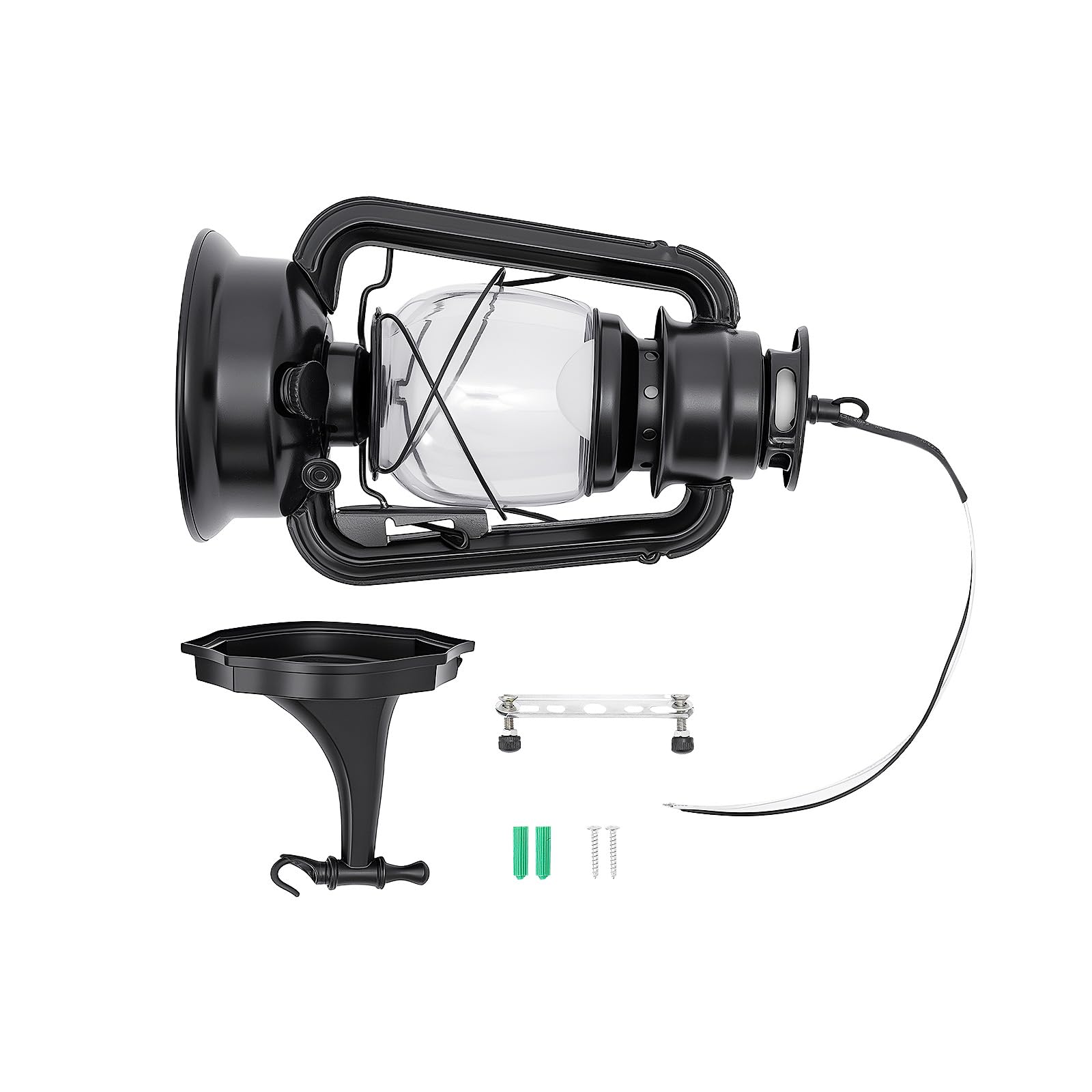 Latarnia ścienna LED w stylu vintage, czarna, E27, 5 W, 3000 K, metalowa, 38 cm