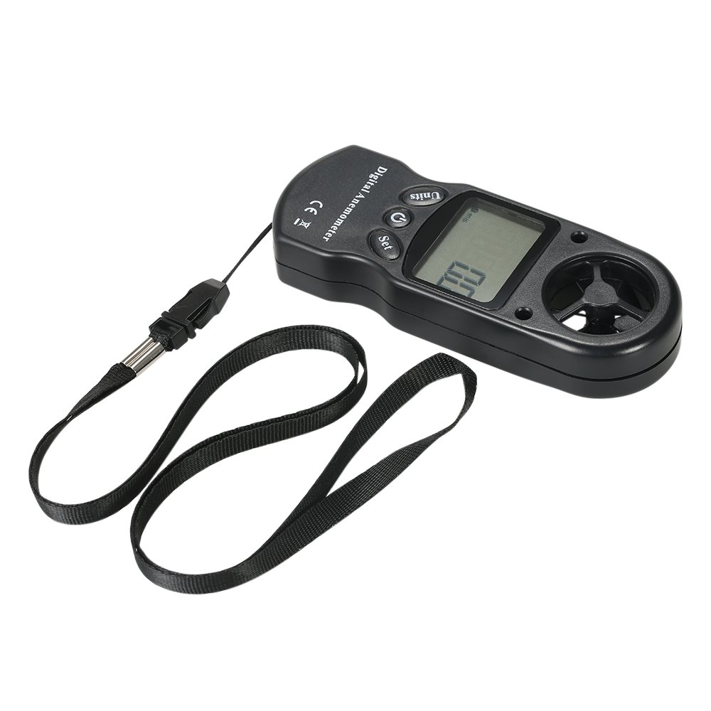 Irfora Anémomètre numérique portable 8 en 1 - Vitesse du vent/température/humidité/vent chill/indice de chaleur/point de rosée/pression atmosphérique/altitude avec éclairage LCD de fond - Noir