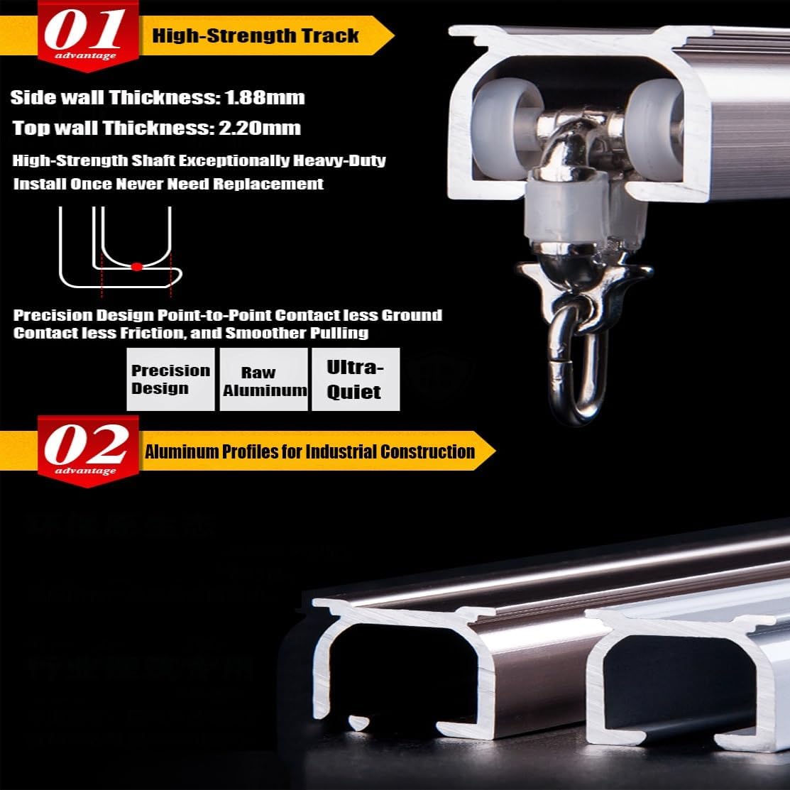 Flexible Aluminium Curtain Track with Silent Rollers HOOKS Curtain