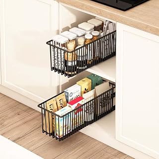 4PCS Kitchen Storage Drawer Pull Out Cabinet Storage Box Adhesive Spice Rack Cabinet Item for Efficient Kitchen Storage Solutions