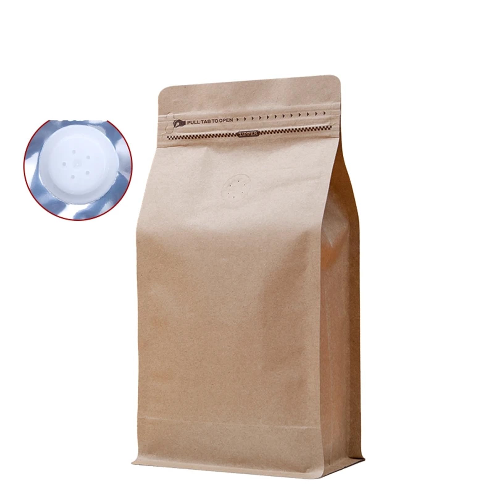 Torebki na kawę z zaworem 50 szt. Torby do pakowania folii aluminiowej ziarna kawy Zamknięte, hermetyczne torebki przechowywania orzechów herbacianych(Kraft paper,13x20x7cm)