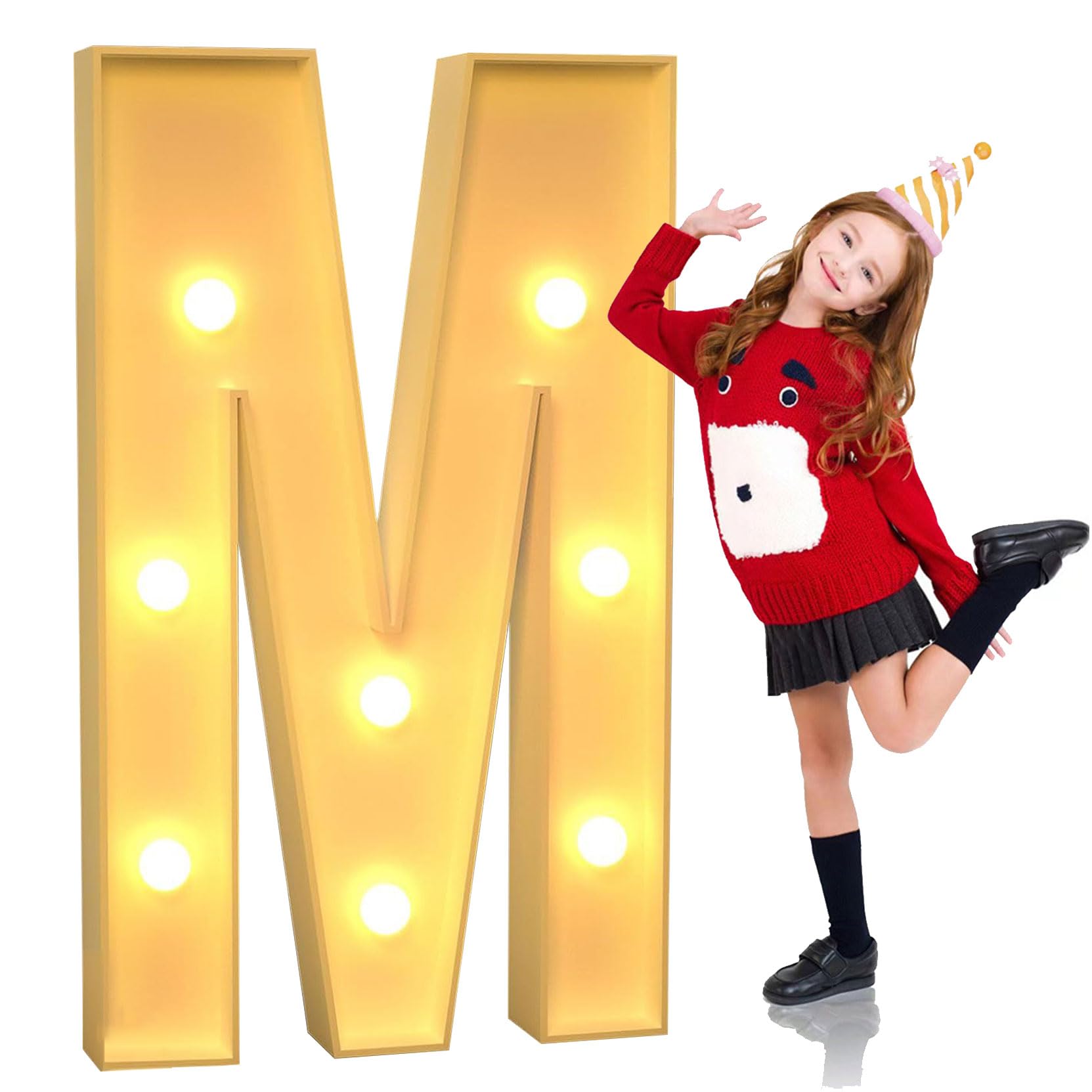 Lettre M lumineuse LED 120 cm pour une décoration de mariage ou d'anniversaire réussie