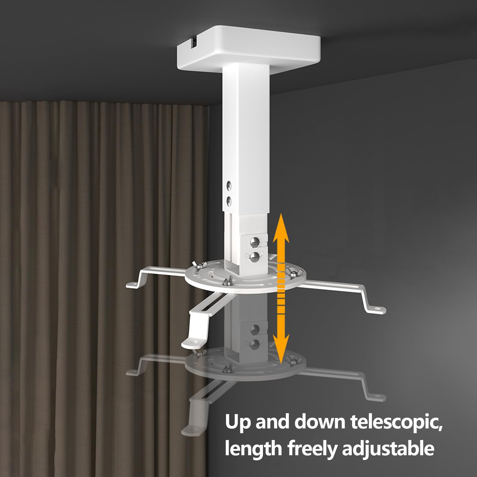 Staffe di montaggio per proiettori a soffitto bianche con testa girevole e doppia diapositiva per la visualizzazione del supporto in alluminio per