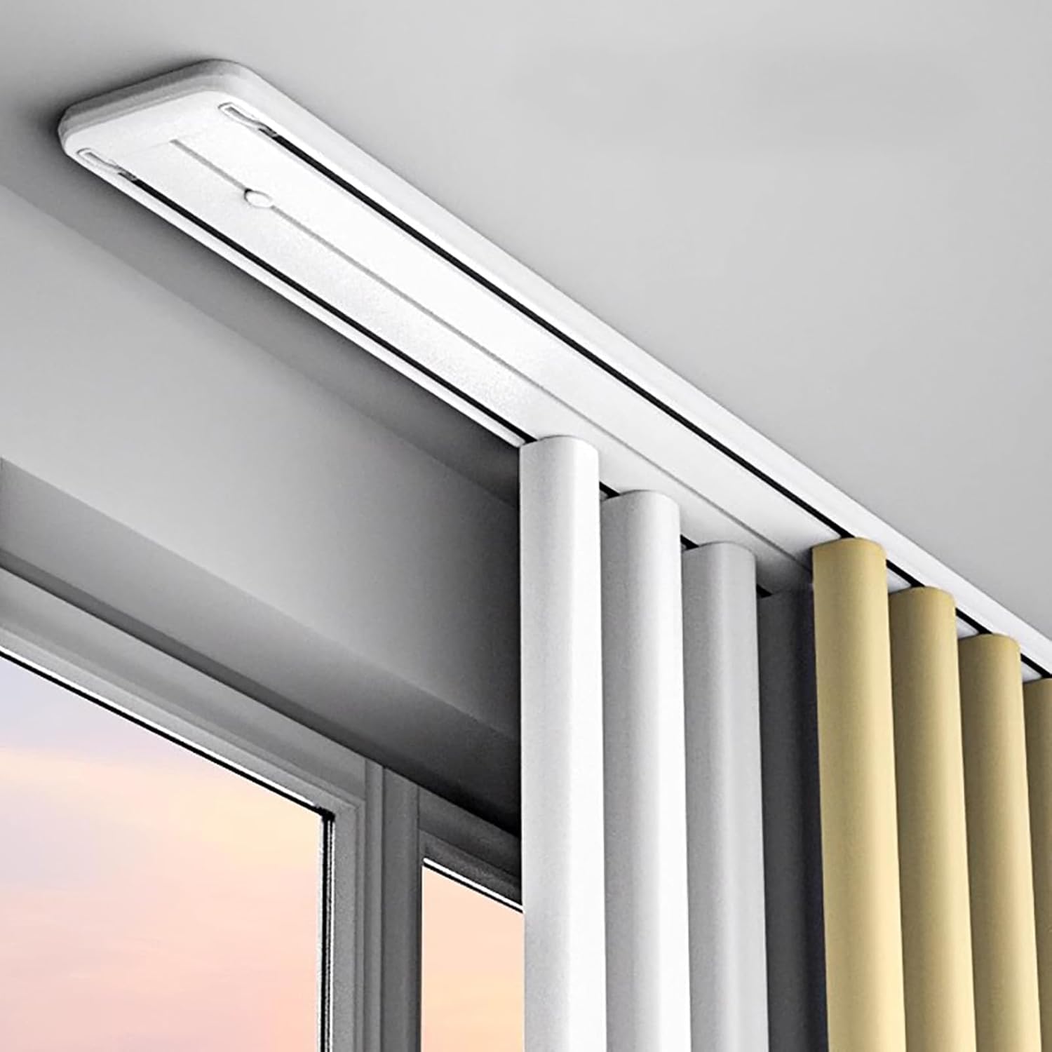 ZHIHUASMTBX Ceiling Mount Curtain Track System Silent Double Rail Curtain Rod,aluminum Room Divider Track For Bedroom White 5.5m/18ft/216.54in