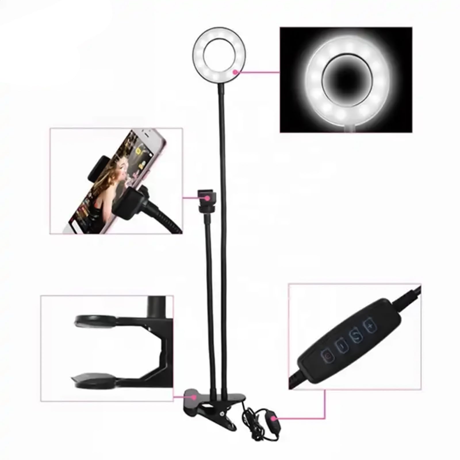 XPRIMEUK 24 LED Black Selfie Ring Light, Hands-Free & 360 Degree Rotatable, Selfie Light, Sturdy and Durable - Image 4