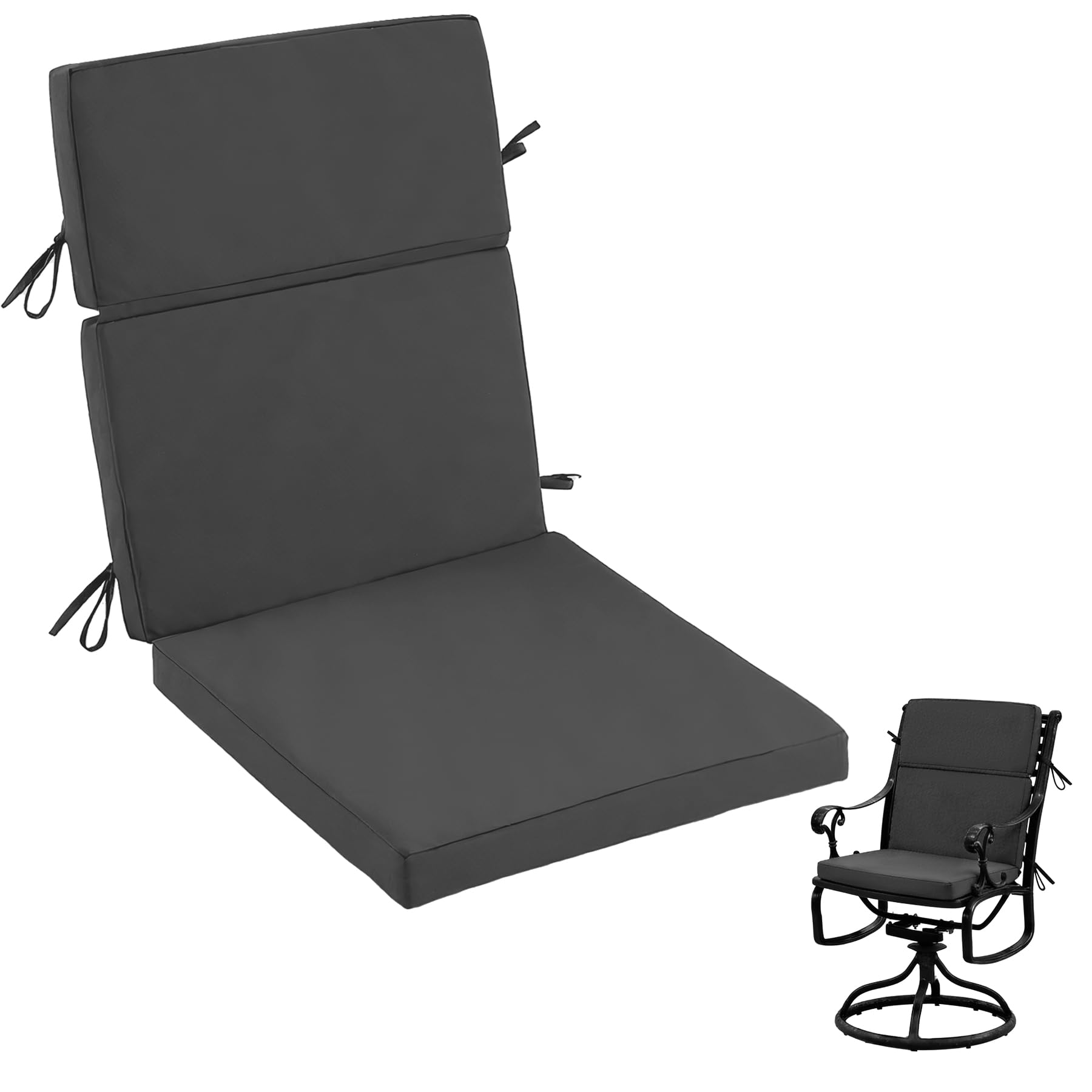 Photo 1 of Zonamat High Back Patio Chair Cushions, 21x20 Waterproof & Fade-Resistant Outdoor Dining Chair Cushions, Indoor/Outdoor High Back Cushion, Seat Pad for Glider and Lawn Chair, Dark Grey