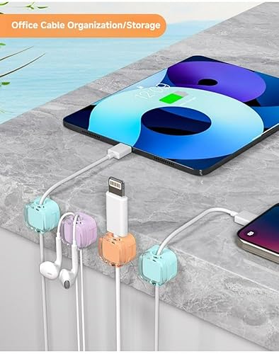 Miniatura 3 de Paquete de 8 clips magnéticos para cables, soporte ajustable para escritorio, mesita de noche, automóvil, oficina, clips adhesivos para cables y