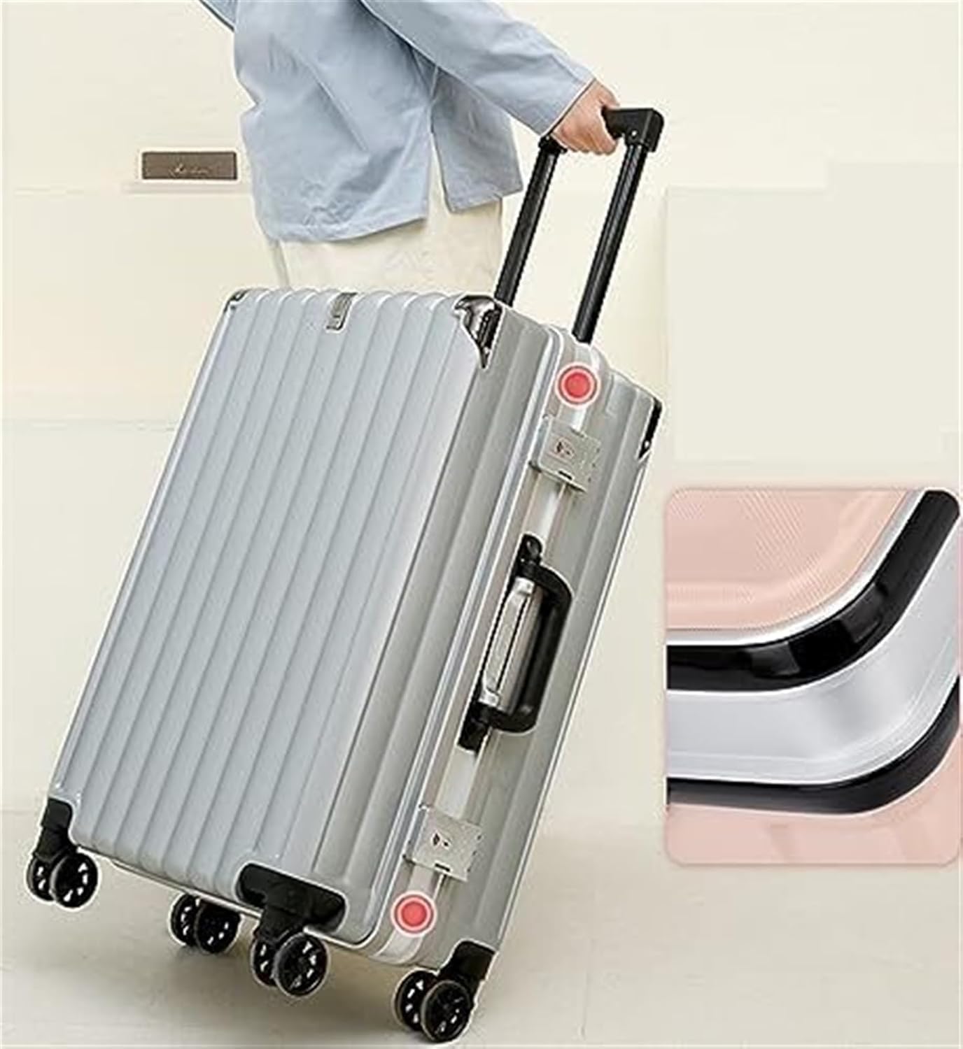 Maletas duras con Ruedas, Equipaje con Marco de Aluminio y Puerto de Carga USB, Cubierta de Carrito de Viaje portátil