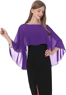 Women's Capelet Shawls and Wraps for Evening Dresses Soft Bridesmaid Shawl Chiffon Cape Wedding Cover Up