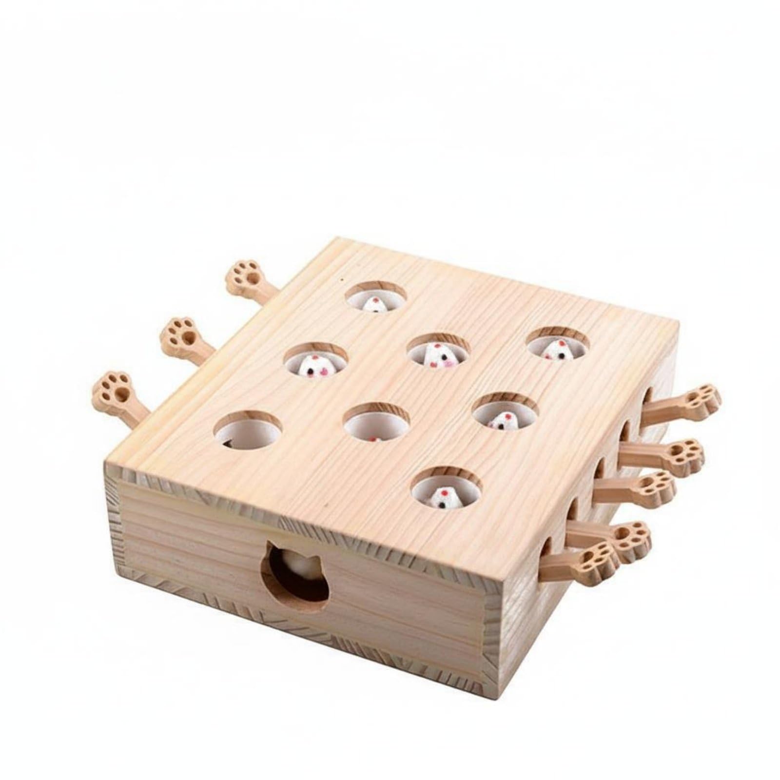 kowaku Juego Interactivo para Gatos Juguete Tablero Laberinto Rompecabezas Enriquecimiento Madera de Pino Fomenta Zarpazos con Aberturas Variadas Adecuado, Estilo Ratón