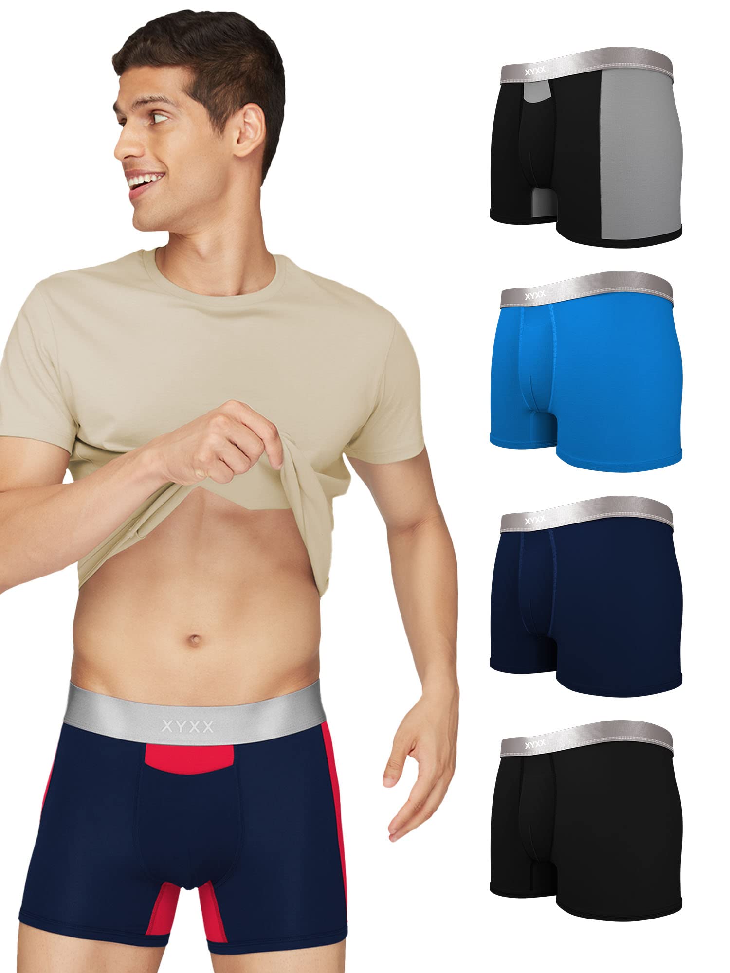 xyxx Men's Illuminati Micro Modal Regular Fit Solid IntelliSoft Antimicrobial Trunks with No Marks Waistband (Pack of 5)-picture-24