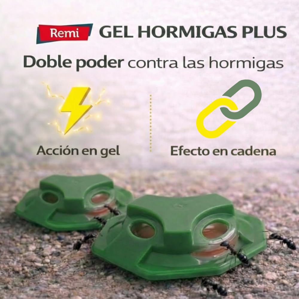 Remi Hogar Defens Gel Hormigas | Pack 4 Trampas Insecticida Hormigas | Cebo Insecticida Listo para Usar | Elimina Hormigas y el Hormiguero | Uso Interior y Exterior | Alta eficacia | Listo para Usar