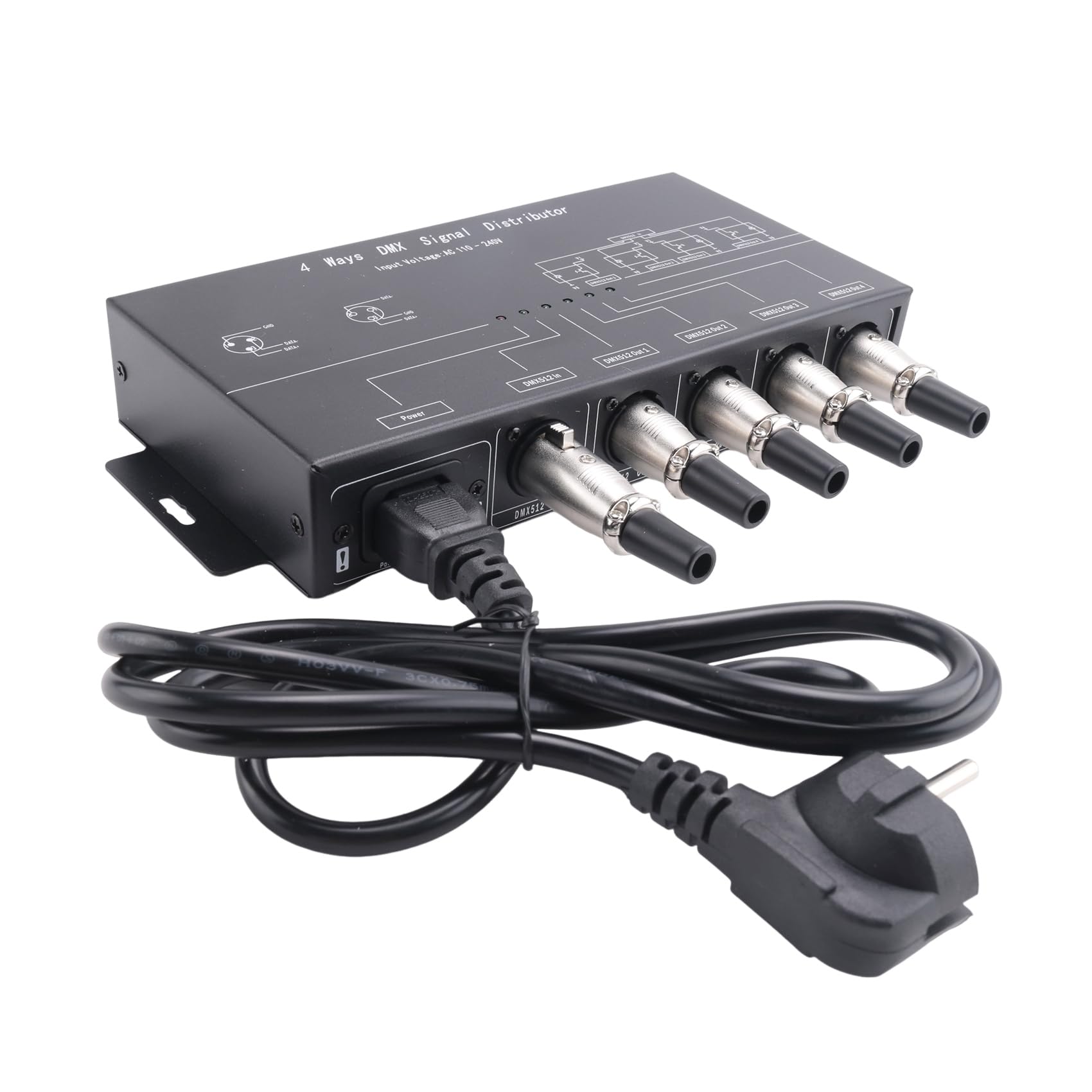 Acbmveen DMX512 Amplifier Splitter DMX512 Signal Repeater 1CH DMX121 4CH 4 Output Ports DMX124 Signal Distributor, AC100V-240V