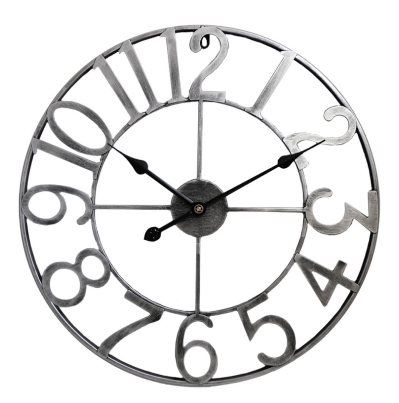 KRXSOBNV wall clock, Non-Ticking Clock Retro Grear Metal with Arabic Numerals Battery Operated Wall Clocks for Living Room(D)
