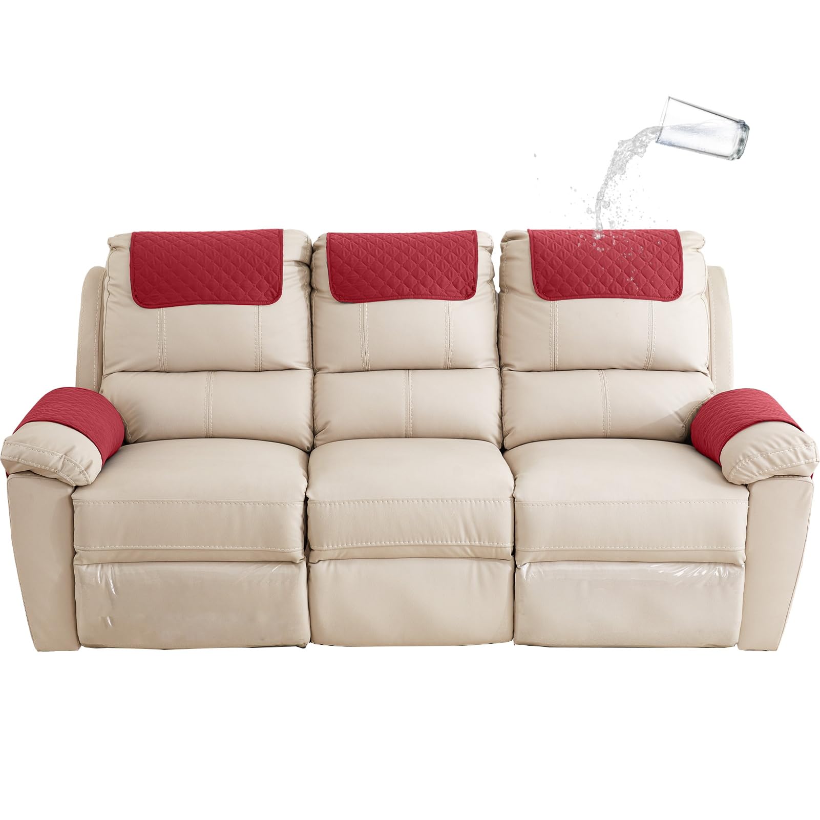 GYHH Sofa Armrest Cover, Headrest Cover for Recliner Chair Arm Cover,Armchair Slipcover Nonslip Quilted Furniture Protector for Pets Leather Sofa Couch โ image 1