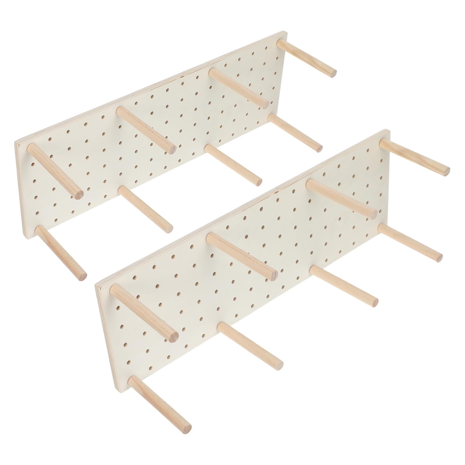HEMOTON 2 Ensembles Organisateur Tiroir Bois Perforé avec Piquets Plateau Bois Réglable pour Vaisselle Rangement Cuisine pour Assiettes Contenants et Ustensiles