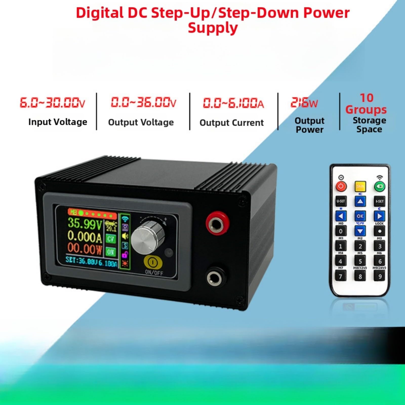 Alimentatore DC regolabile 0-36 V 6 A 216 W WiFi telecomando regolatore di tensione con protezione da sovraccarico e 10 slot di memoria per elettronica di laboratorio CNC (con WIFI)