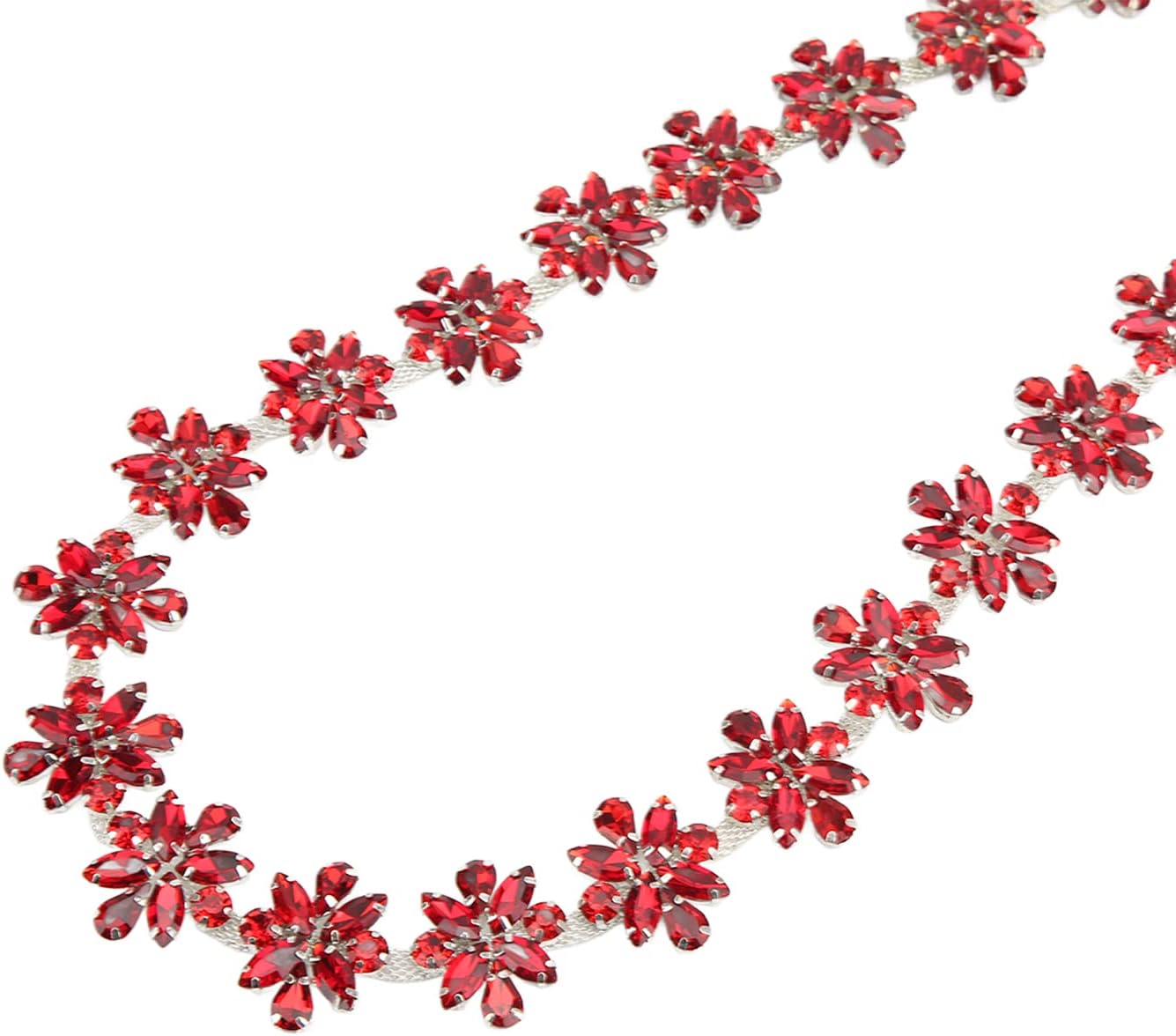 Rhinestone Chain, Elegant Floral Glass Alloy Rhinestone Trim for Wedding Party Decoration, Bridal Costume Embellishment, DIY Crafts, Clothing Accessories