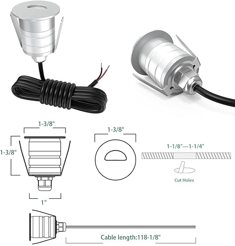Miniatura 5 de Luces LED empotrables para exteriores, 10 paquetes de luces de escalón, 1 W, 12 V-24 V CC, bajo voltaje en tierra, iluminación LED de paisaje, IP67