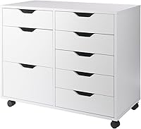 Vista 15 de Winsome Halifax - Cajoneras móviles de almacenamiento, 2 puertas, 4 cajones, para oficina en casa, color blanco