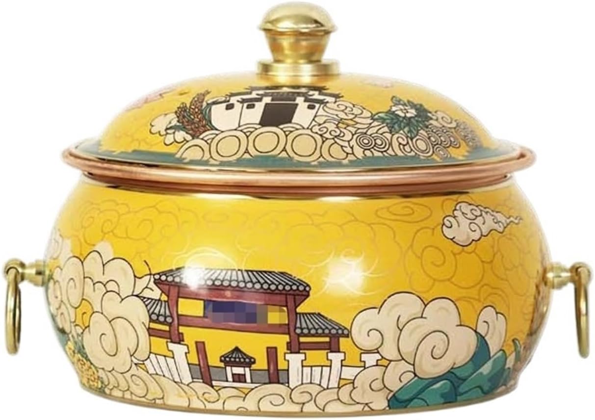 Olla de cobre para fondue eléctrica o inducción, color amarillo