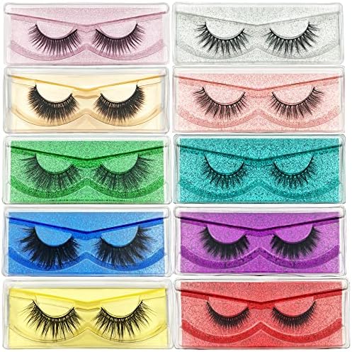 False Eyelashes 10 Pack Lashes, 13-15mm Wholesale 5D Fake Faux Mink lashes, Fluffy Natural eye Lashes, Faux Mink EyeLashes Q2