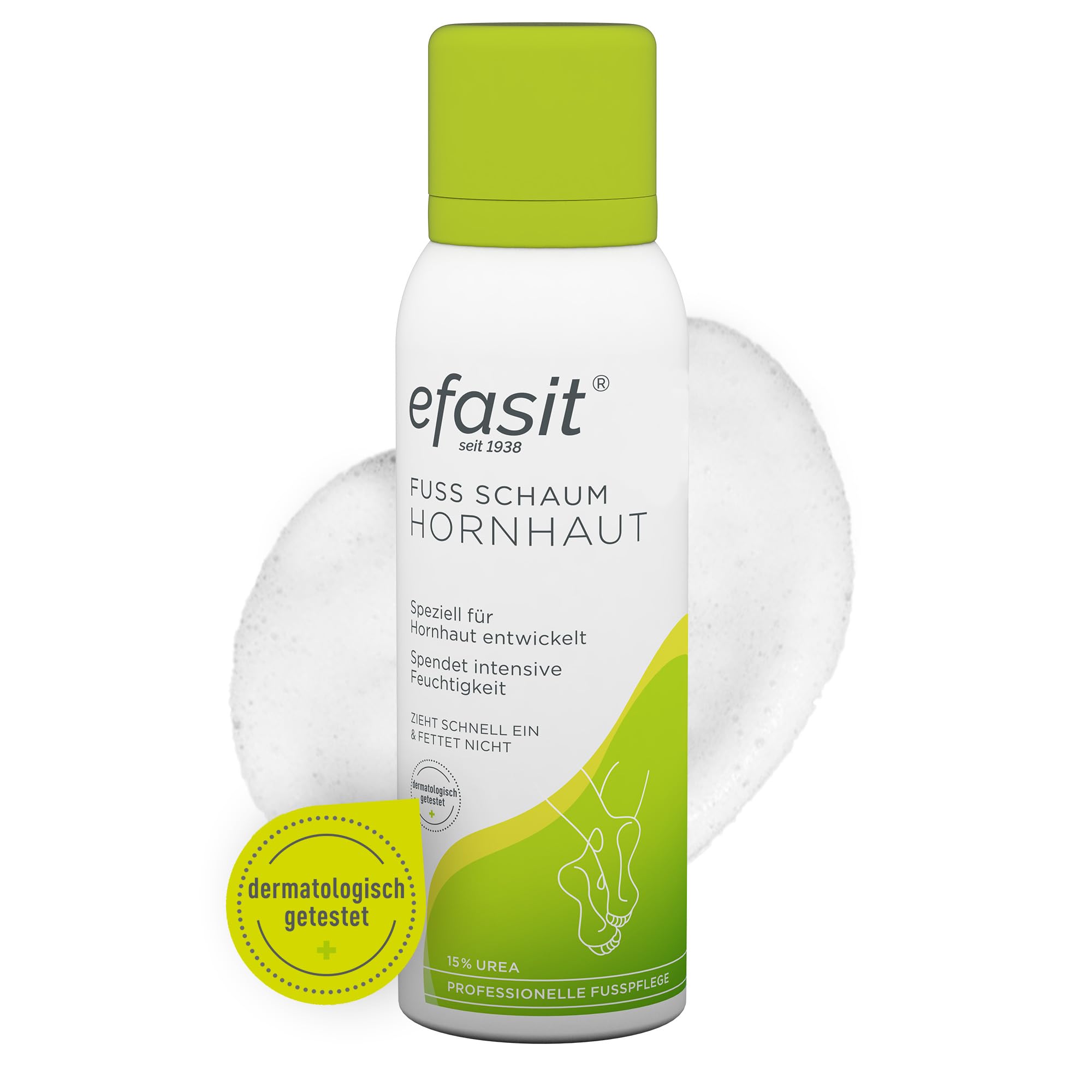 efasit Espuma para pies con 15% de urea, apto para diabéticos, vegano, 125 ml