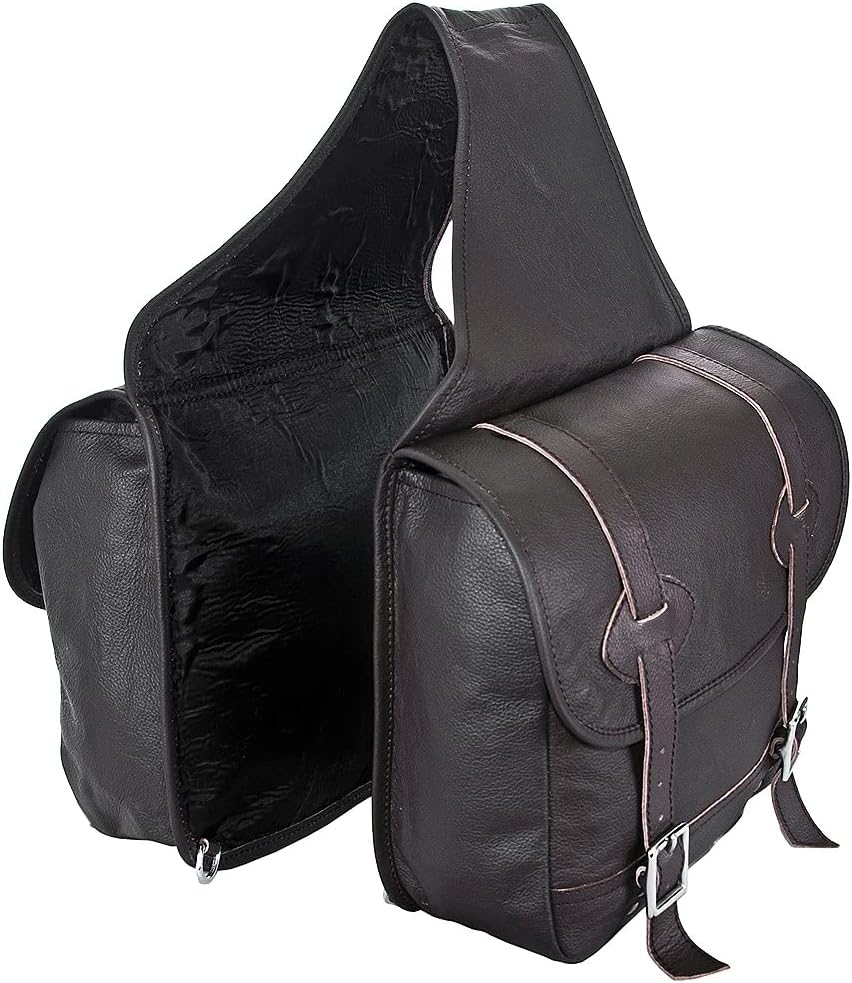 HILASON Soft Leather Horse Saddle Bag Antique Brown | Equestrian Western Adjustable Closure