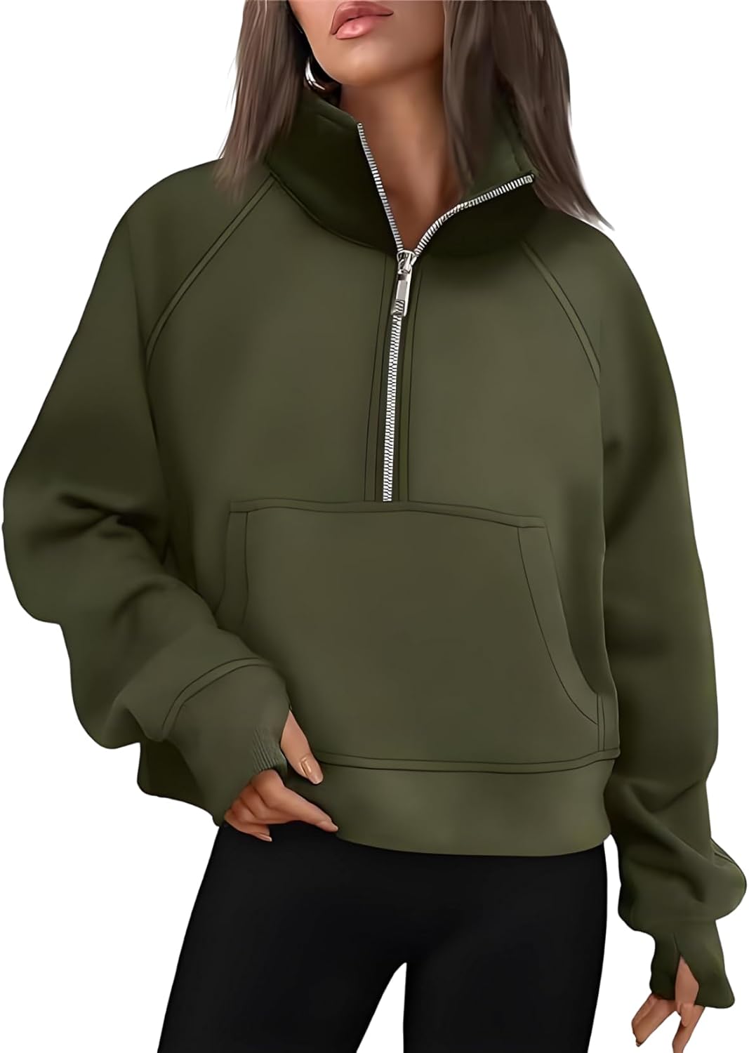 Women's Quarter-Zip Pullover - Fleece Oversized Sweatshirt Casual Fall Fashion Top for Women