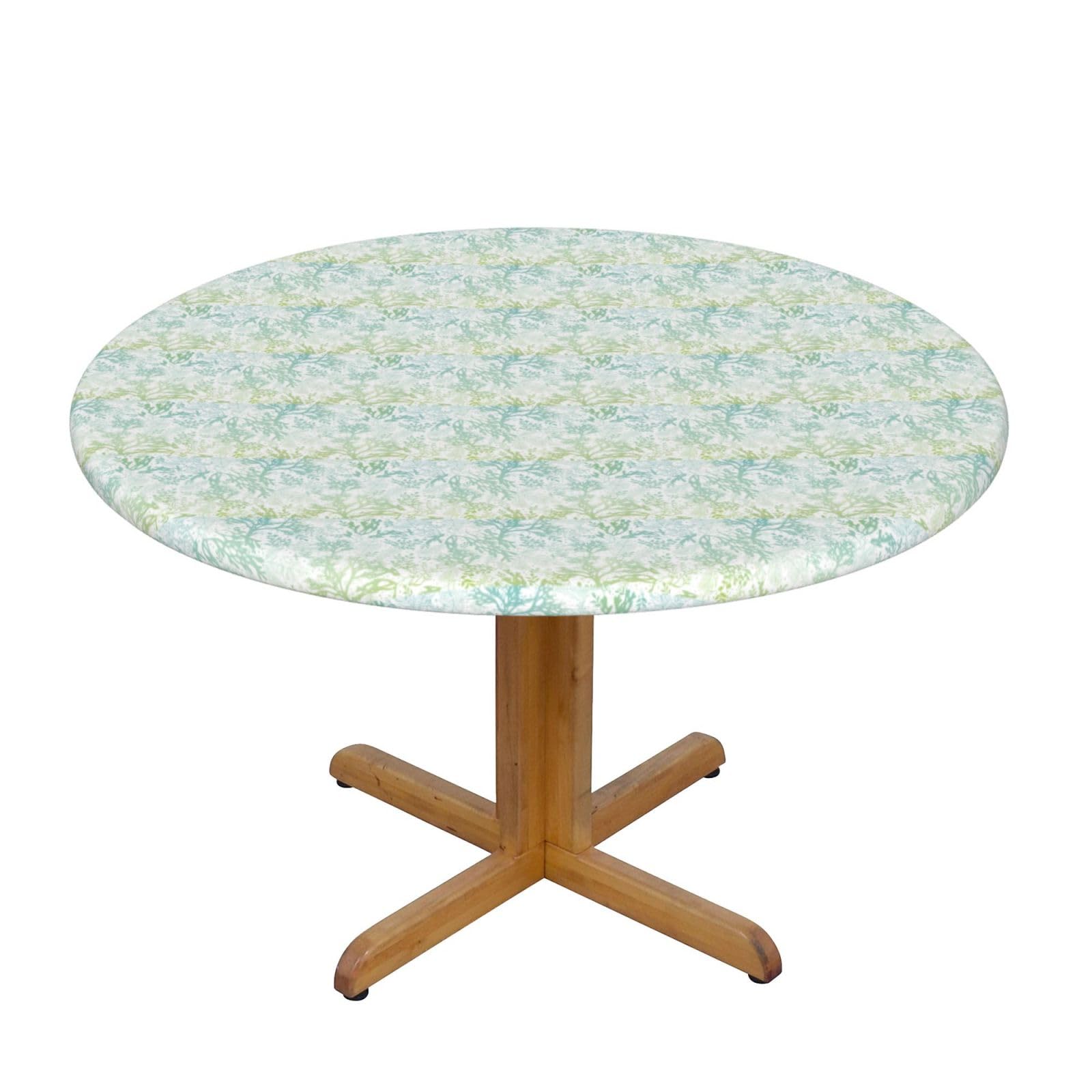 Nappe ronde imprimé algues bleu mer de qualité supérieure pour réception élégante