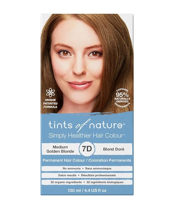 Tints of Nature 7D Medium Golden Blonde Permanent Hair Dye, Nourishes Hair and Covers Greys, Ammonia-Free, 4.4 fl oz