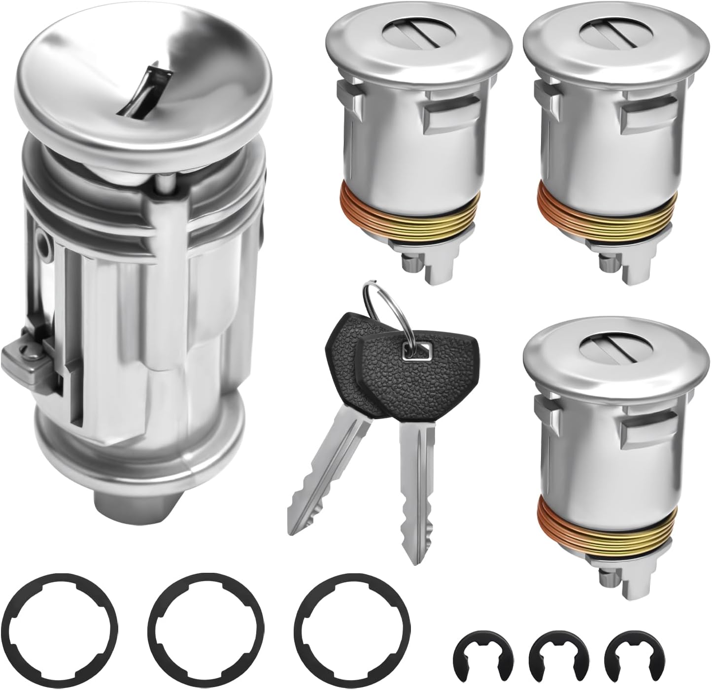 Ignition Starter Switch & Door Lock Cylinder Set with Keys Compatible with Jeep Wrangler TJ 2002-2006 Replace 5003843AA 5003843AB 5083915AB