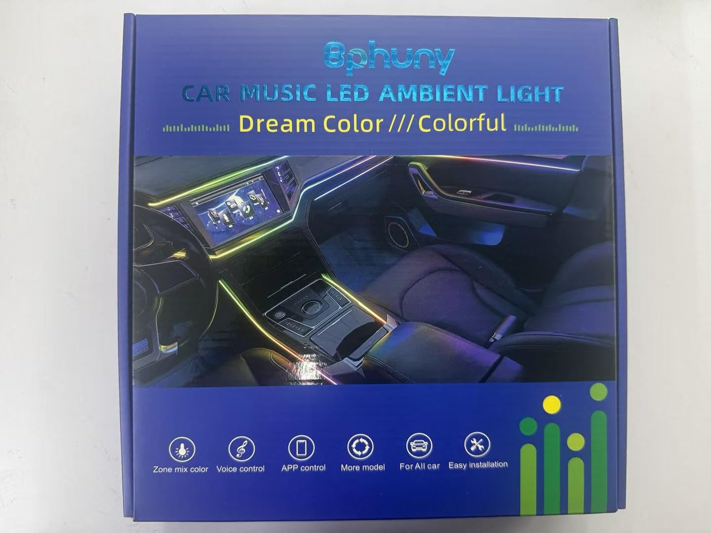 Acryl-Innenraumbeleuchtungsset für Autos,Bphuny 18-in-1 593 LEDs,Glasfaser,mehrere Modi,Dekorations-Atmosphärenlichter mit Musik,dynamischem Regenbogenrhythmus,RGB-Neonlichter für alle Autos