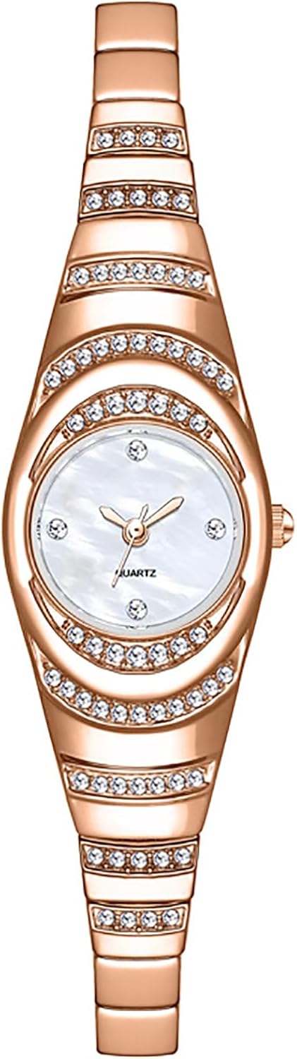 Vintage Women's Round Petite Gold Watch Luxury Waterproof Stainless Steel Watch Band Quartz Watch