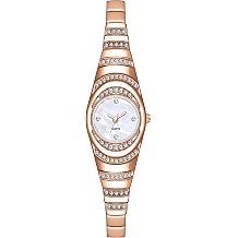 Vintage Womens Round Petite Gold Watch Luxury Waterproof Stainless Steel Watch Band Quartz Watch