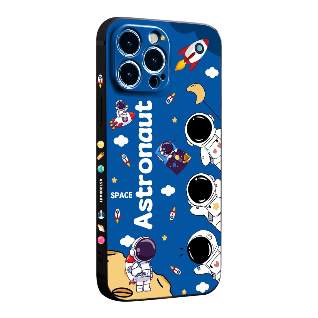 Compatible with iPhone 12 Pro Max Case for Boys Girls Cute Cartoon Astronaut Rocket Design Aesthetic Shockproof Designer Cool Phone Case for iPhone 12 Promax
