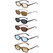 6-Pack Women Samll Frame Sunglasses Leopard Print Glasses - Geometric Full Frame Sunglasses for Women