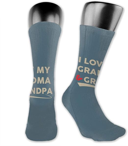 I Love My Grandpa And Grandma Socks Men's Women's Athletic Soccer Dress Socks Gifts Crew Socks