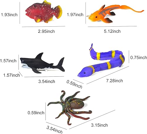 Miniatura 6 de Paquete de 12 juguetes de animales marinos que cambian de color, figuras de animales oceánicos que cambian de color, juguetes de baño sin moho para