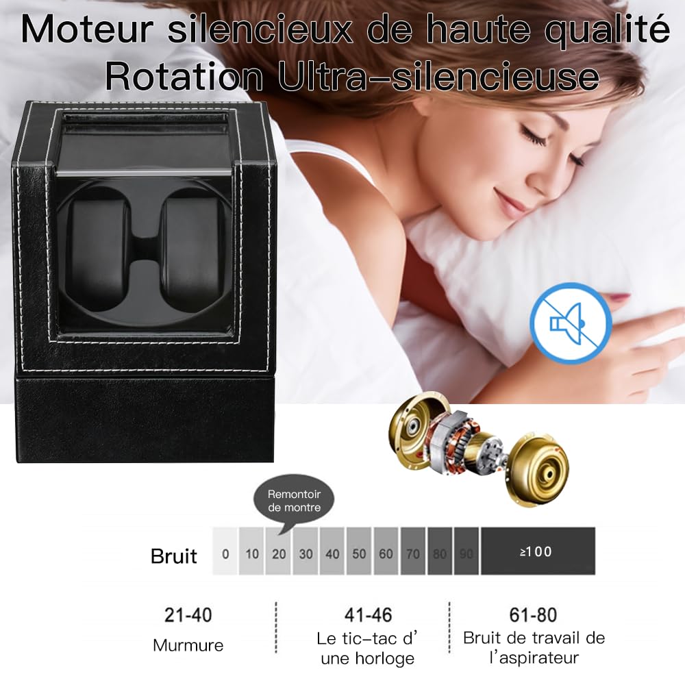 Automatische Uhrenbeweger Box PU Leder Uhrengehäuse mit leisem Motor Netzteil für Automatikuhren…