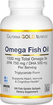 California Gold Nutrition Norwegian Omega-3 Fish Oil with EPA/DHA, Natural Lemon, 180 Softgels