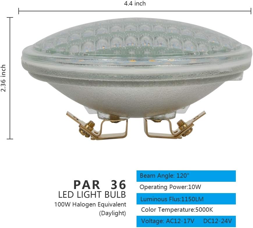 🔥 Hot Deals Zorykn PAR36 LED Landscape Bulb, 10W 1150LM 5000K Daylight, 100W Halogen Equivalent, AC12-17V, DC12-24V, Water Resistant, PAR36 LED Bulb for Landscape Lighting, Off-Road Vehicles, Tractor(6 Pack)
