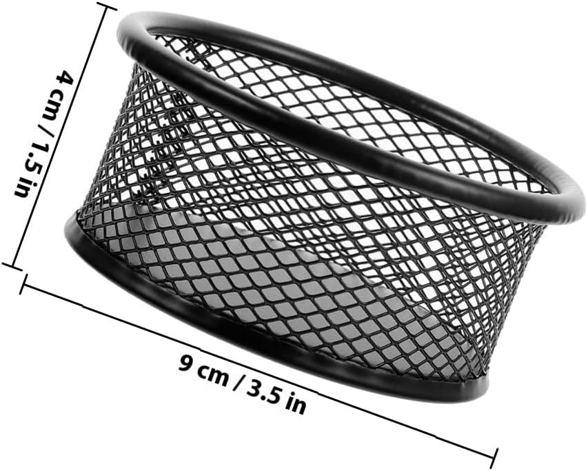 ABOOFAN 6pcs Metal Mesh Paperclip Holder Set, round Multifunctional Sundries Organizer for Desk Storage, Black Office Supplies Container for Study and Workspace