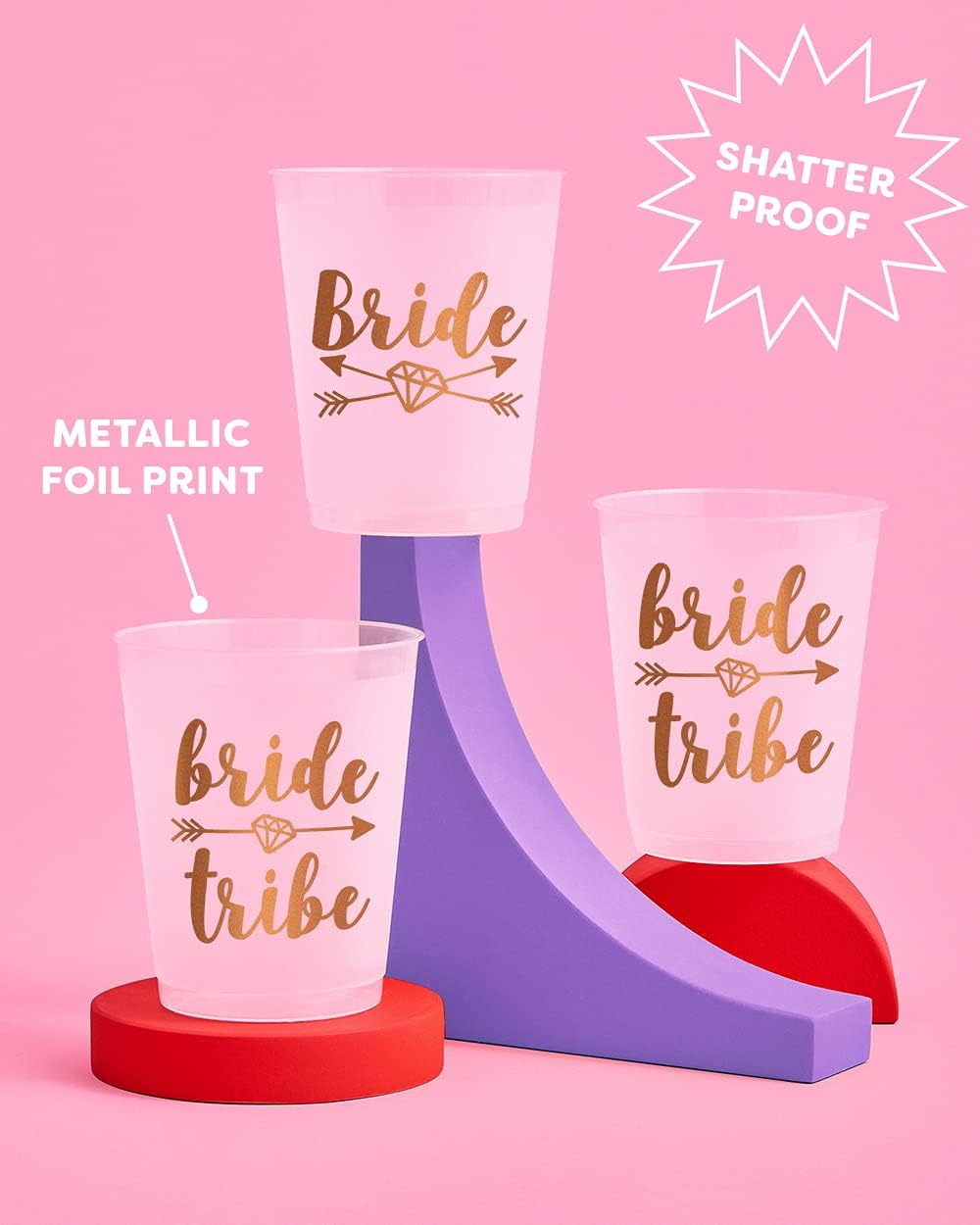 xo, Fetti Bachelorette Party Decorations Bride Tribe Reusable Cups - 16 Frost Flex Cups | Gold Bridal Shower Gift, Bridesmaid Favors