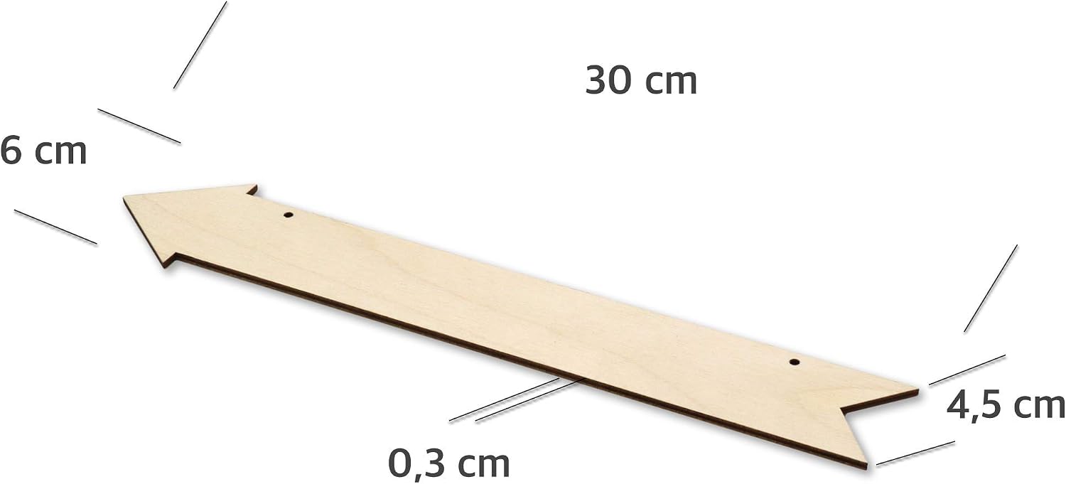 Creative Deco 5 x Large Long Wooden Pendant Arrow Dart Sign | 11.81x2.36-1.77in | Unpainted Blank Plywood Cutouts | Perfect for Paint Gift Arts & Crafts DIY Projects Pyrography Decoupage Decoration