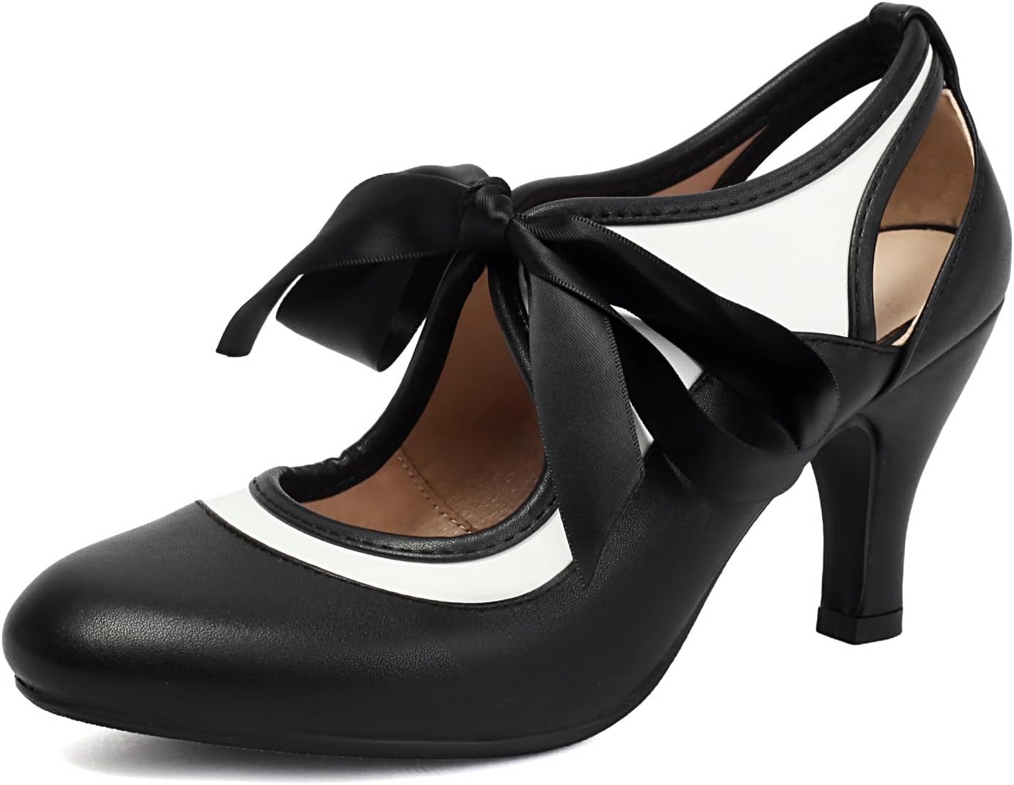 Women's Mary Jane Close Round Toe 1950s Lace Up 1940s Vintage 1920s Heels Retro 1950s Victorian Pumps Shoes